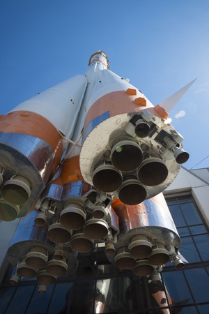 The monument of the spacecraft in the Museum of cosmonautics in Samara Russia. On a Sunny summer day. June 23, 2018のeditorial素材