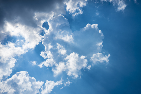 White clouds on the blue sky during the day. Nature landscapeの写真素材