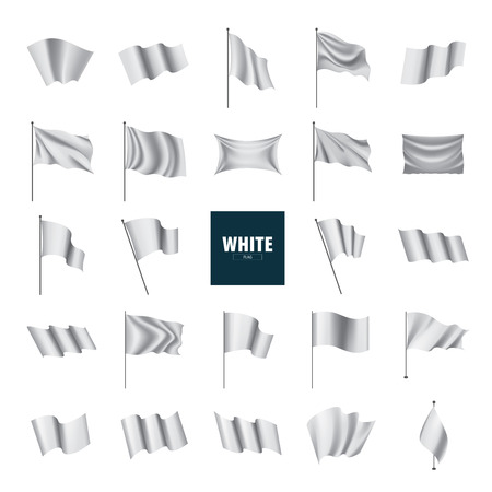 Waving the white flag on a white background. Vector illustrationのイラスト素材