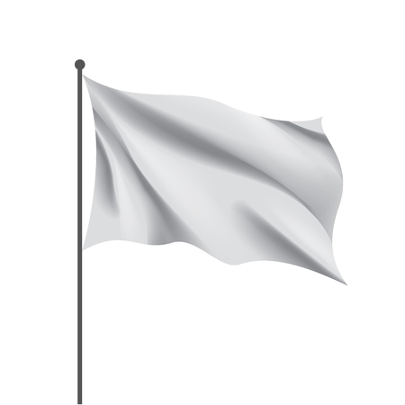 Waving the white flag on a white background. Vector illustrationのイラスト素材