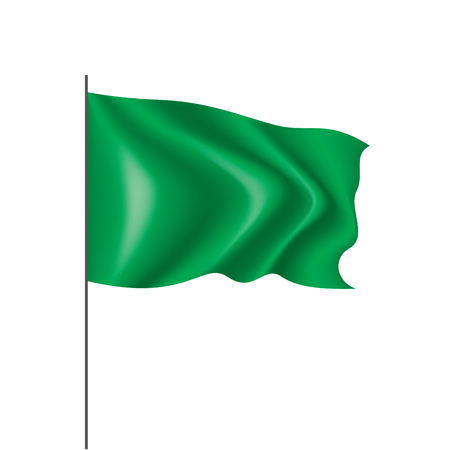 Waving the green flag on a white background. Vector illustrationのイラスト素材