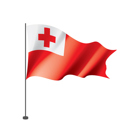 Tonga flag, vector illustration on a white backgroundのイラスト素材