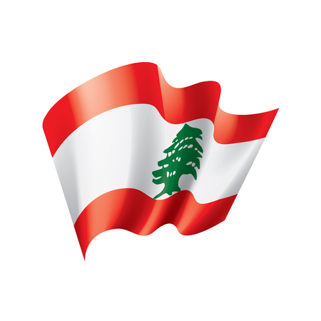 Lebanese national flag, vector illustration on a white backgroundのイラスト素材