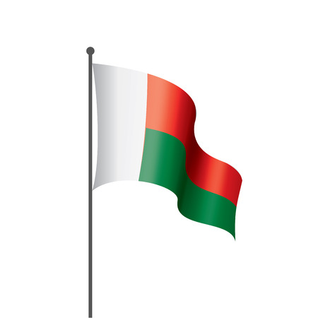 Madagascar national flag, vector illustration on a white backgroundのイラスト素材
