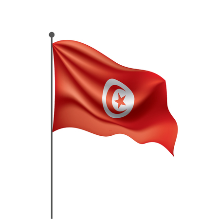 Tunisia national flag, vector illustration on a white backgroundのイラスト素材