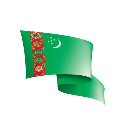 Turkmenistan national flag, vector illustration on a white backgroundのイラスト素材