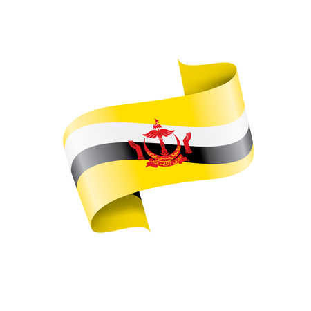 Brunei flag, vector illustration on a white backgroundのイラスト素材