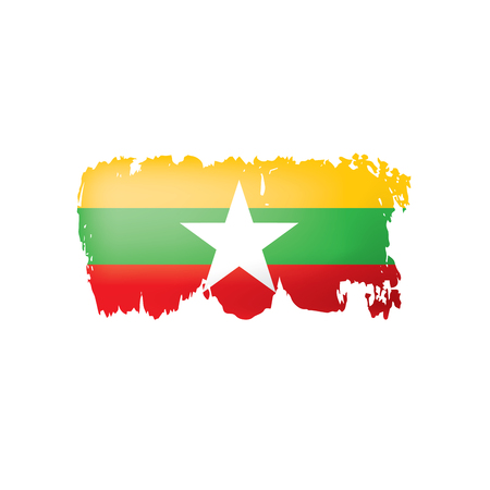 Myanmar flag, vector illustration on a white background.のイラスト素材