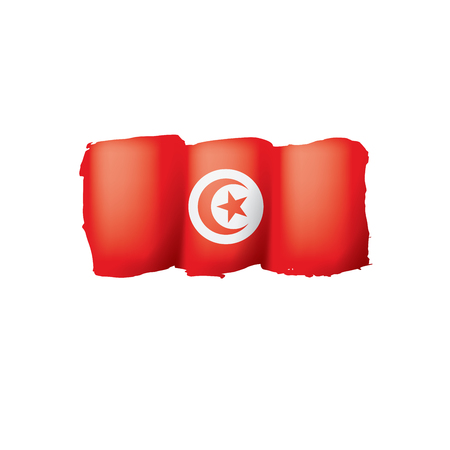 Tunisia flag, vector illustration on a white backgroundのイラスト素材