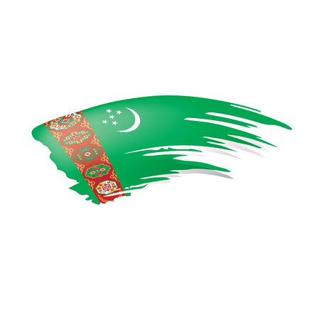 Turkmenistan flag, vector illustration on a white backgroundのイラスト素材