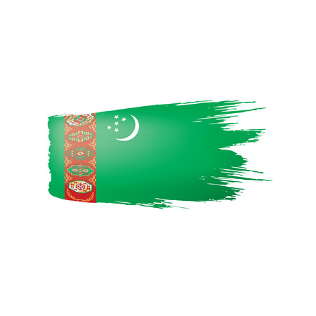 Turkmenistan flag, vector illustration on a white backgroundのイラスト素材