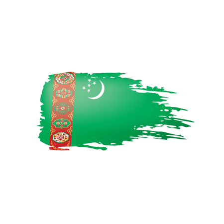 Turkmenistan flag, vector illustration on a white backgroundのイラスト素材