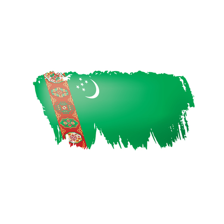 Turkmenistan flag, vector illustration on a white backgroundのイラスト素材