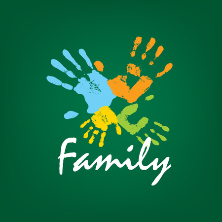 Family icon in the form of hands. Vector illustration.のイラスト素材