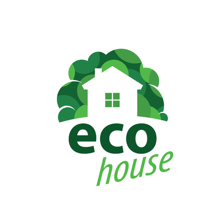 Eco house sign. Vector illustration on white backgroundのイラスト素材