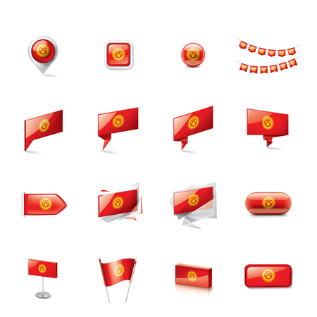 kirghizia national flag, vector illustration on a white backgroundのイラスト素材
