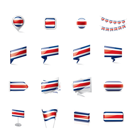 Costa Rica national flag, vector illustration on a white backgroundのイラスト素材
