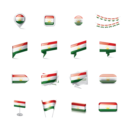 Tajikistan national flag, vector illustration on a white backgroundのイラスト素材