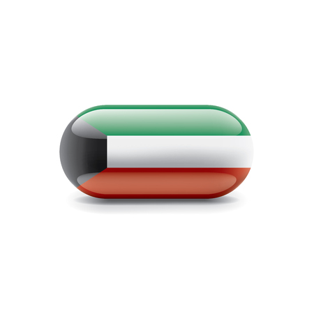 Kuwait national flag, vector illustration on a white backgroundのイラスト素材