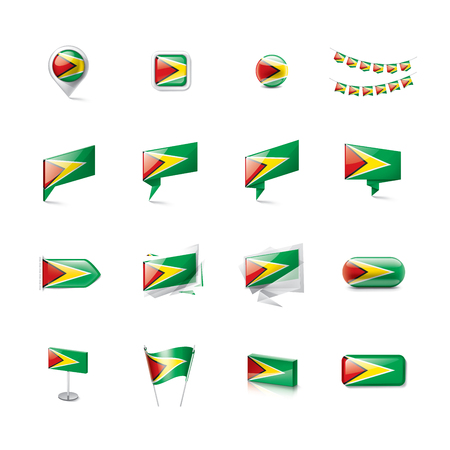 Guyana national flag, vector illustration on a white backgroundのイラスト素材