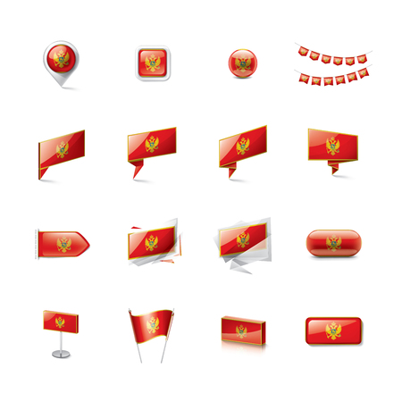 montenegro national flag, vector illustration on a white backgroundのイラスト素材