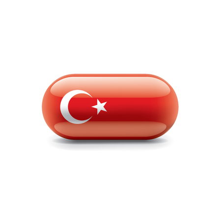Turkey national flag, vector illustration on a white backgroundのイラスト素材