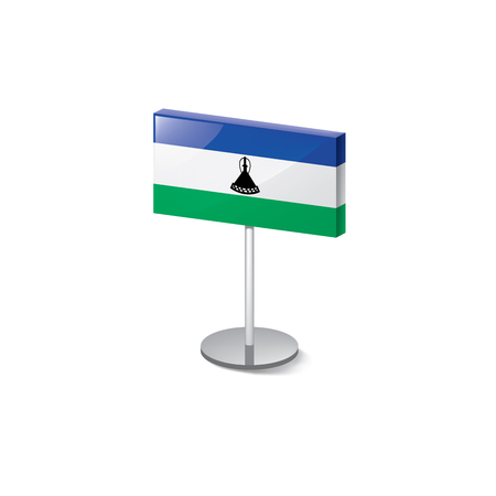 Lesotho national flag, vector illustration on a white backgroundのイラスト素材