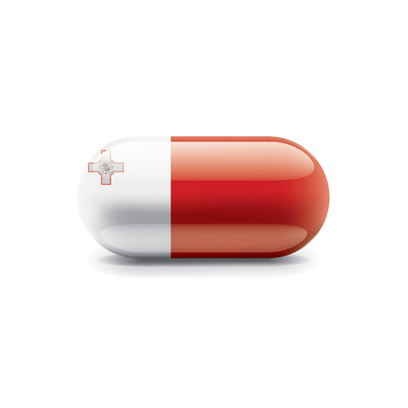 Malta national flag, vector illustration on a white backgroundのイラスト素材