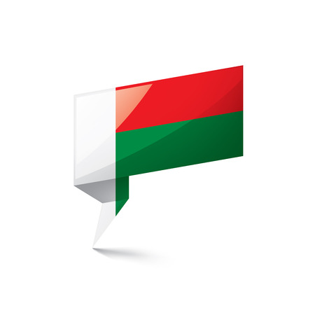 Madagascar national flag, vector illustration on a white backgroundのイラスト素材