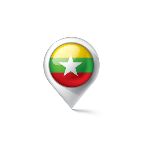 Myanmar national flag, vector illustration on a white backgroundのイラスト素材