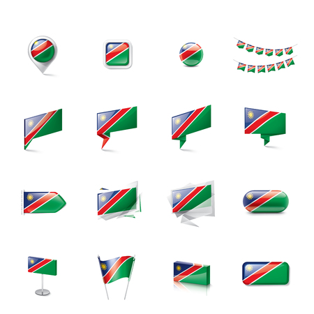 Namibia national flag, vector illustration on a white backgroundのイラスト素材