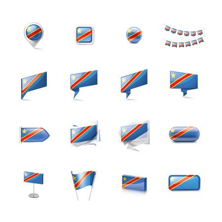 Democratic Republic of the Congo national flag, vector illustration on a white backgroundのイラスト素材