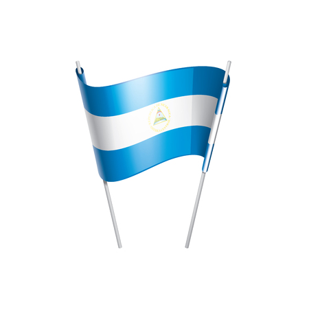 Nicaragua national flag, vector illustration on a white backgroundのイラスト素材