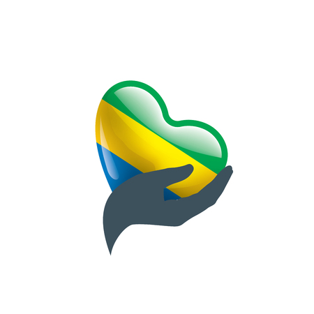 Gabon flag, vector illustration on a white backgroundのイラスト素材