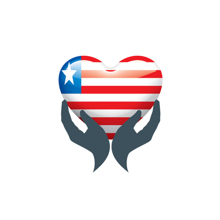 Liberia flag, vector illustration on a white backgroundのイラスト素材