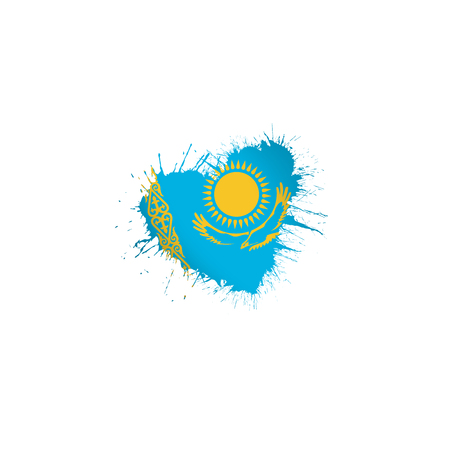 Kazakhstan national flag, vector illustration on a white backgroundのイラスト素材