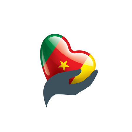 Cameroon national flag, vector illustration on a white backgroundのイラスト素材