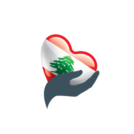 Lebanese national flag, vector illustration on a white backgroundのイラスト素材