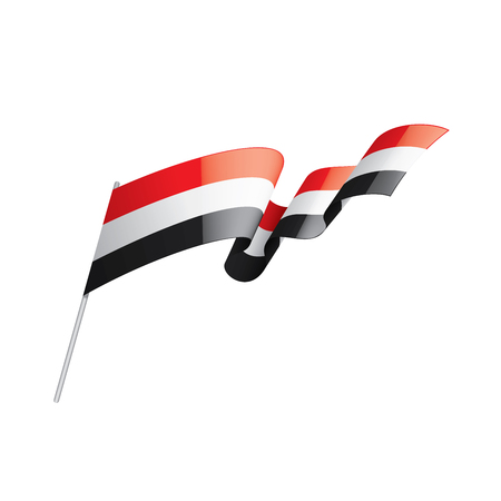 Yemeni flag, vector illustration on a white backgroundのイラスト素材