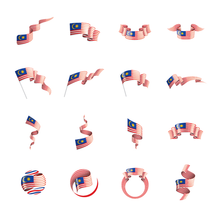 Malaysia flag, vector illustration on a white backgroundのイラスト素材