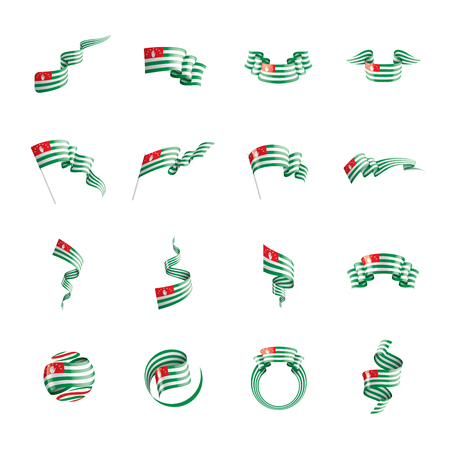 Abkhazia flag, vector illustration on a white backgroundのイラスト素材