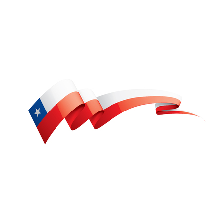 Chile flag, vector illustration on a white backgroundのイラスト素材
