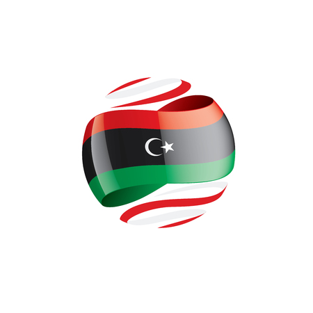 Libya national flag, vector illustration on a white backgroundのイラスト素材