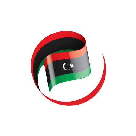 Libya national flag, vector illustration on a white backgroundのイラスト素材