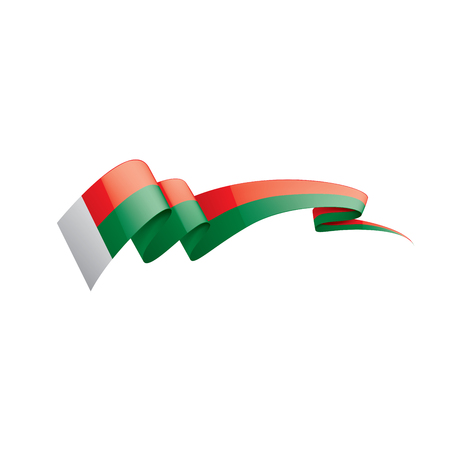 Madagascar national flag, vector illustration on a white backgroundのイラスト素材