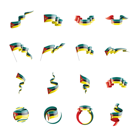 Mozambique national flag, vector illustration on a white backgroundのイラスト素材