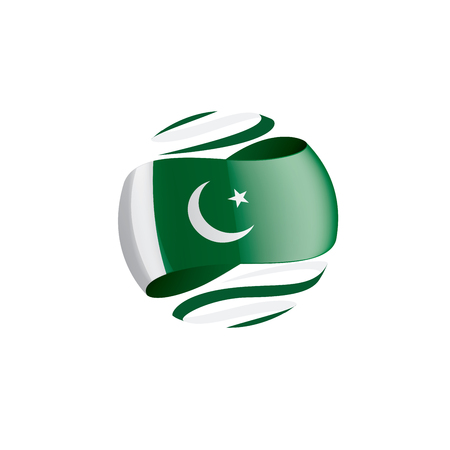 Pakistan flag, vector illustration on a white backgroundのイラスト素材
