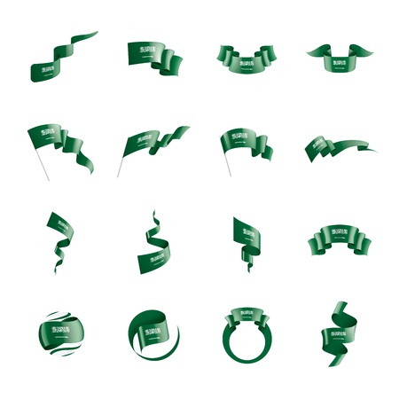 Saudi Arabia national flag, vector illustration on a white backgroundのイラスト素材