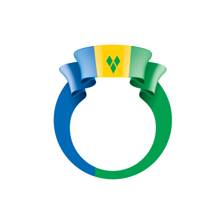 Saint Vincent and the Grenadines national flag, vector illustration on a white backgroundのイラスト素材