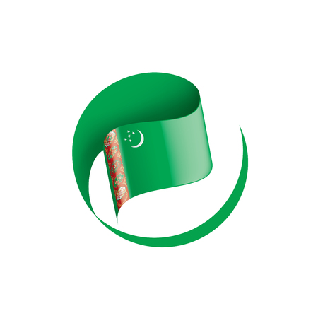 Turkmenistan national flag, vector illustration on a white backgroundのイラスト素材